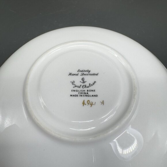 Royal Chelsea Fine English Bone China Teacup and Saucer Set Hand Decorated VTG - Picture 12 of 16